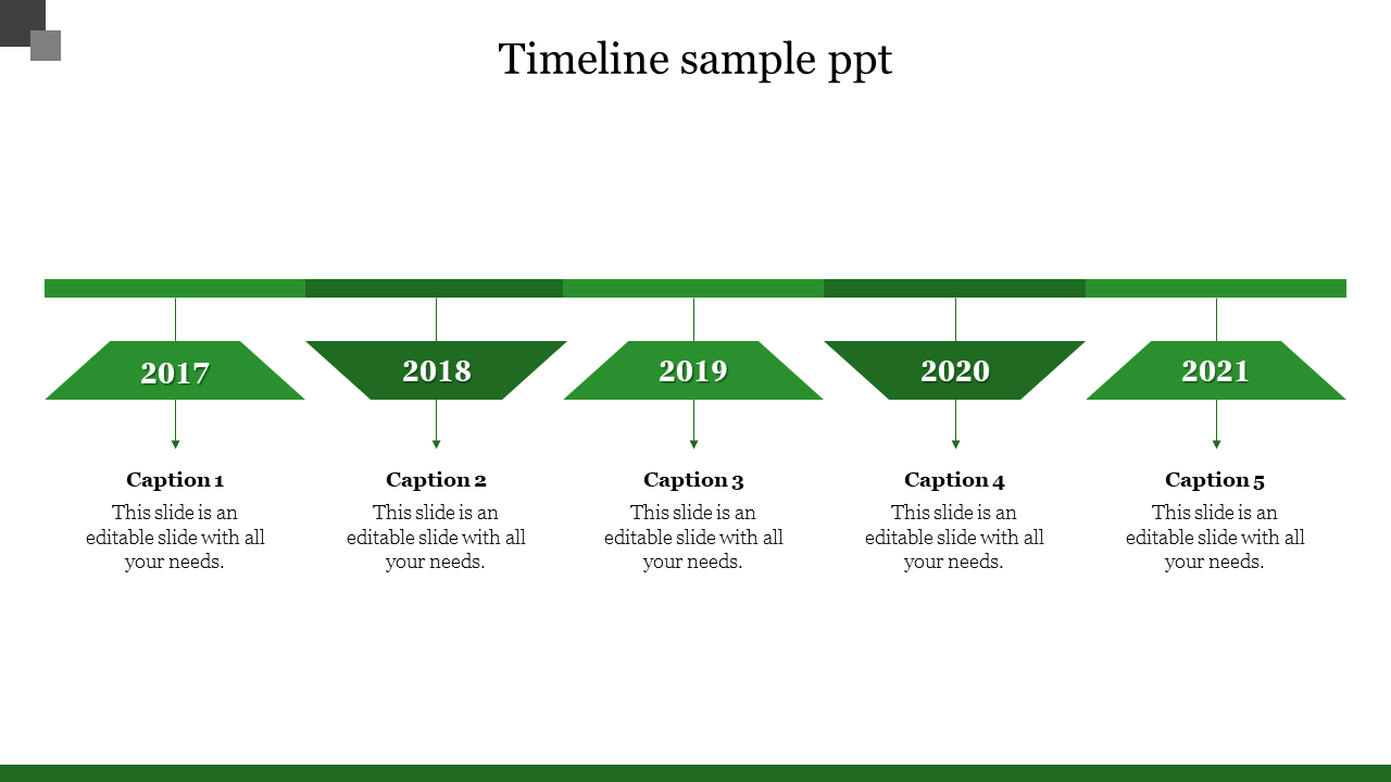 Free - Creative Timeline Sample PPT In Green Color Slide Template